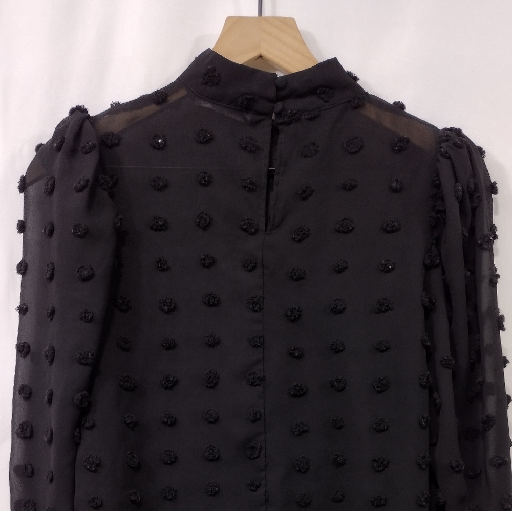 Zara Sheer Swiss Dot Blouse Women's S Black Retro Boho Y2K Fairy Grunge - Picture 7 of 9